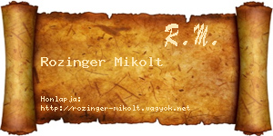 Rozinger Mikolt névjegykártya